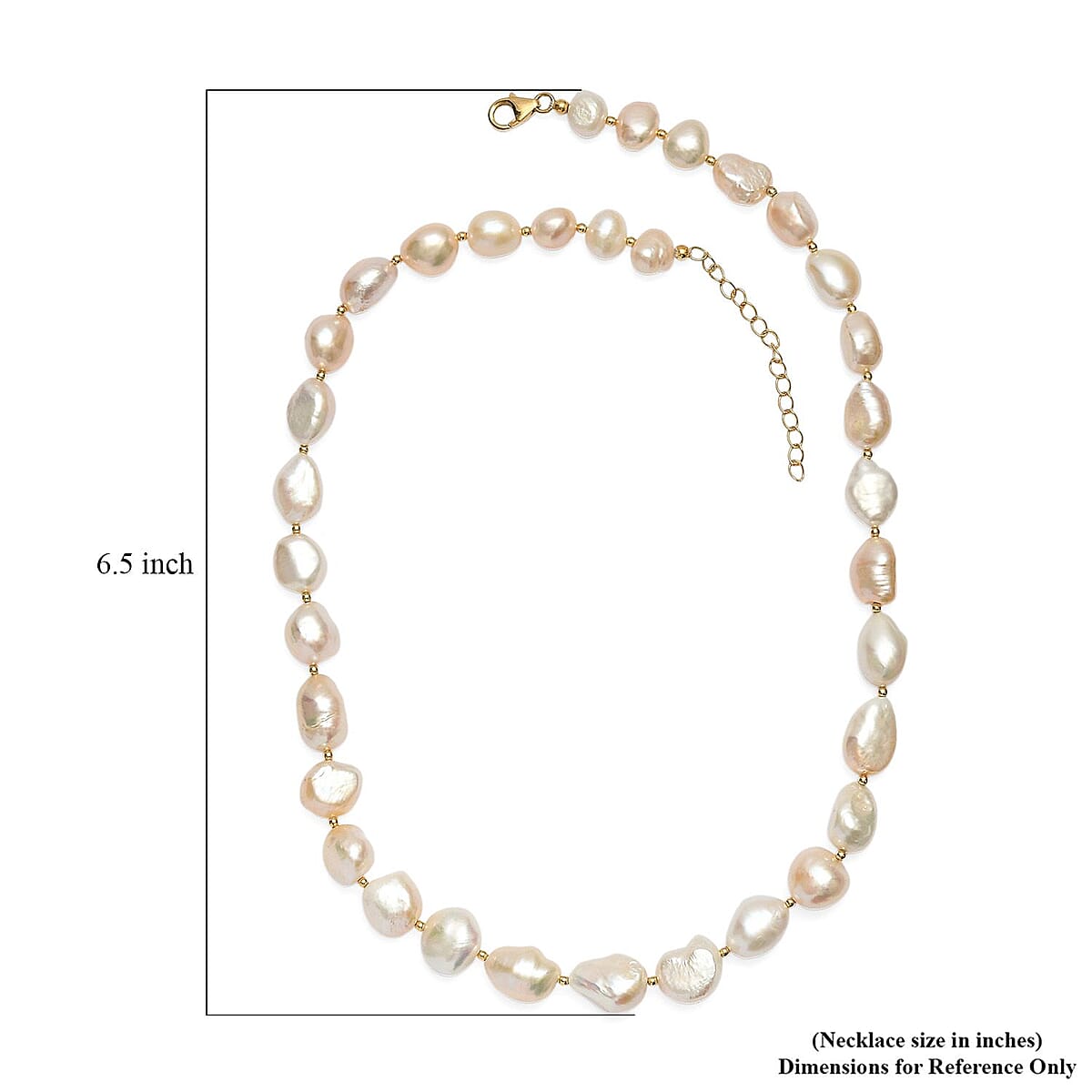 D'Joy Freshwater Pearl Necklace in 18K Vermeil Yellow Gold Over Sterling Silver 18 Inches image number 5