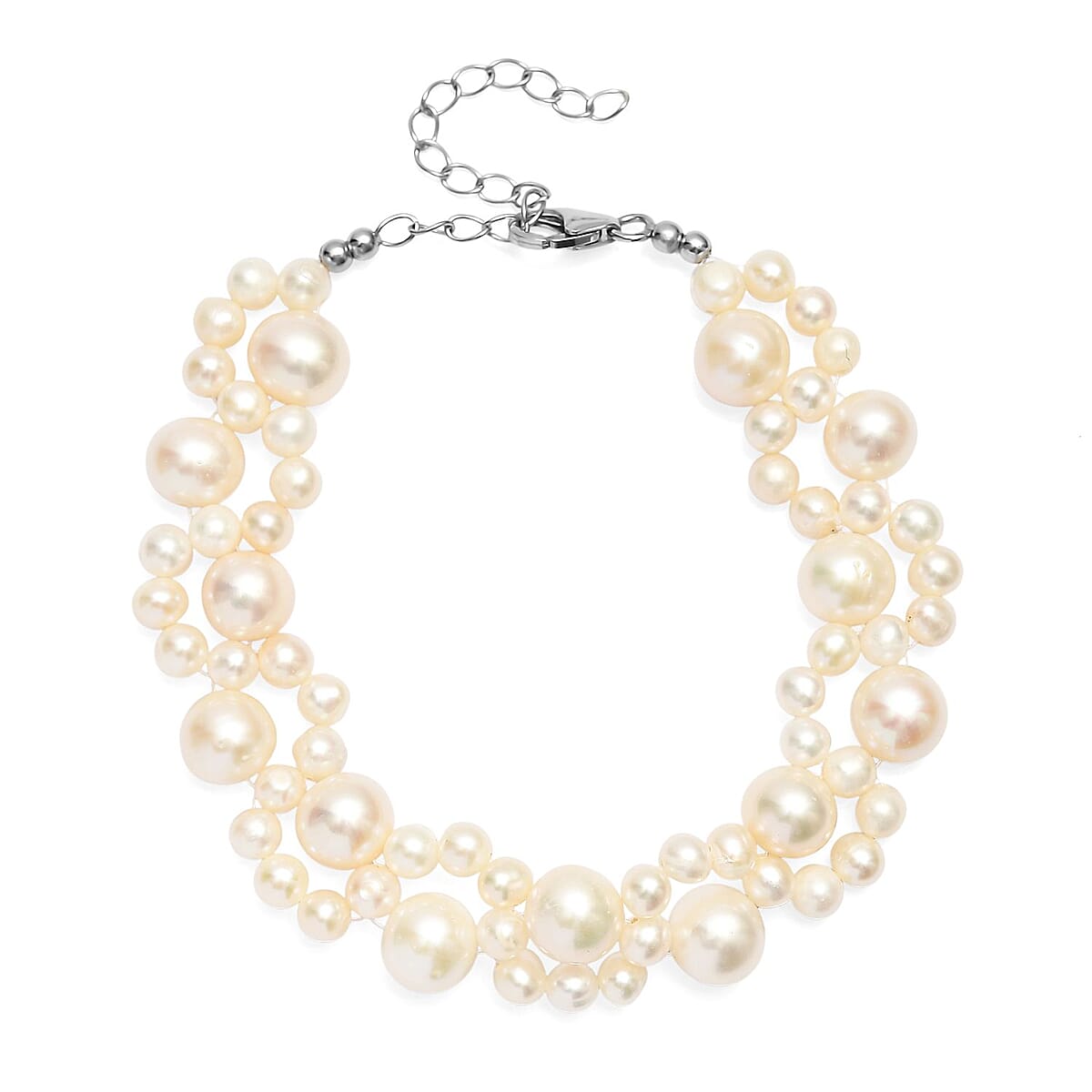 D'Joy Freshwater Pearl Bracelet in Rhodium Over Sterling Silver (7.25 In) image number 0