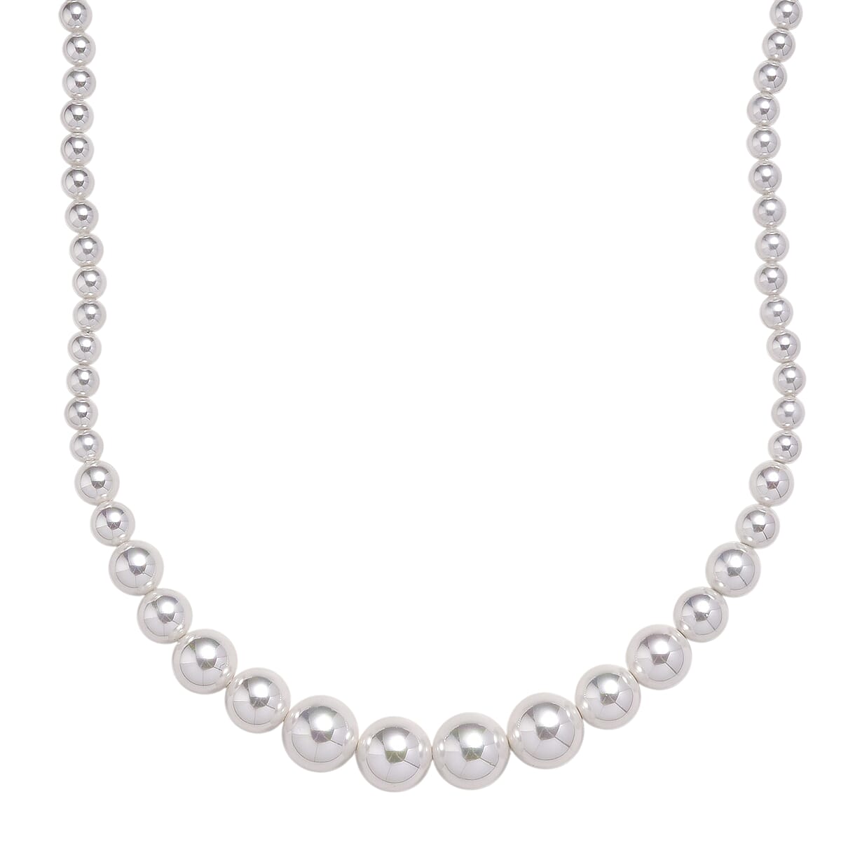 White Shell Pearl Necklace in Silvertone 20-22 Inches image number 0
