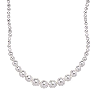 White Shell Pearl Necklace in Silvertone 20-22 Inches