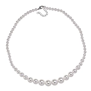 White Shell Pearl Necklace in Silvertone 20-22 Inches