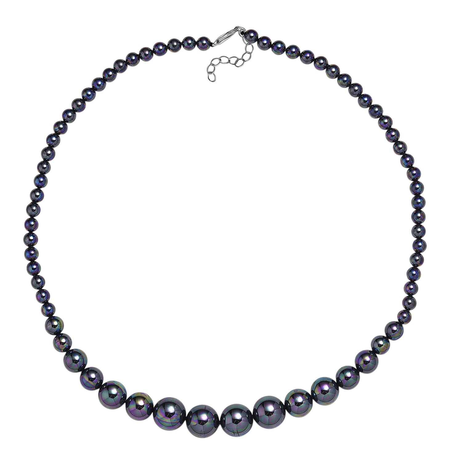 Peacock Color Shell Pearl Necklace in Silvertone 20-22 Inches