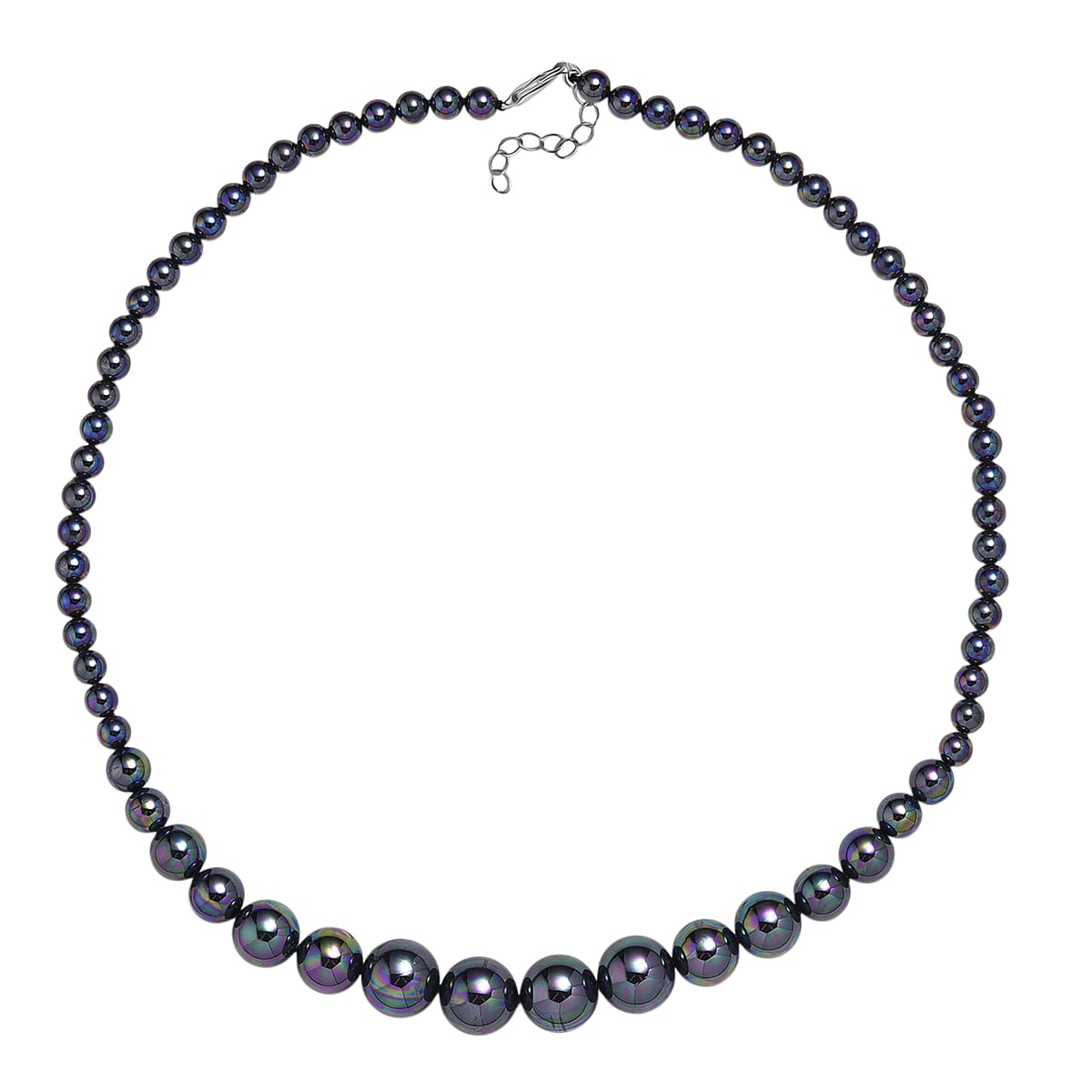 Peacock Color Shell Pearl Necklace in Silvertone 20-22 Inches image number 3