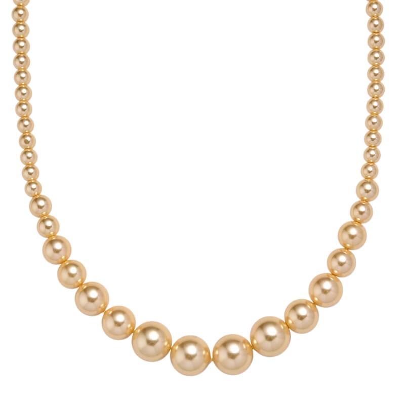 Golden Shell Pearl Necklace in Silvertone 20-22 Inches