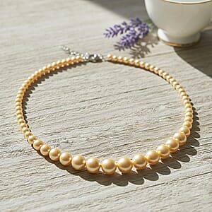 Golden Shell Pearl Necklace in Silvertone 20-22 Inches