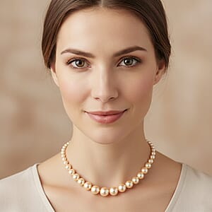 Golden Shell Pearl Necklace in Silvertone 20-22 Inches