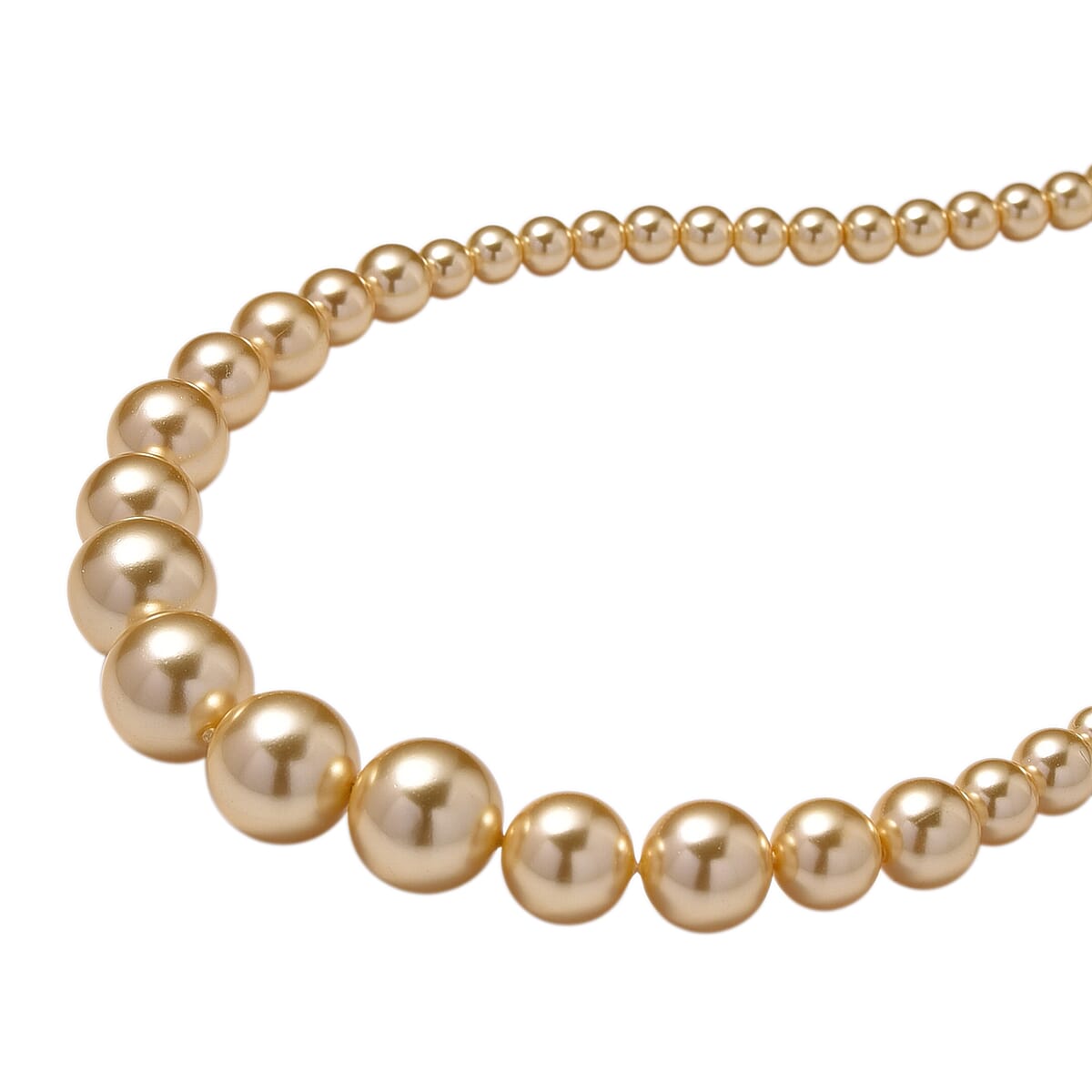 Golden Shell Pearl Necklace in Silvertone 20-22 Inches image number 4