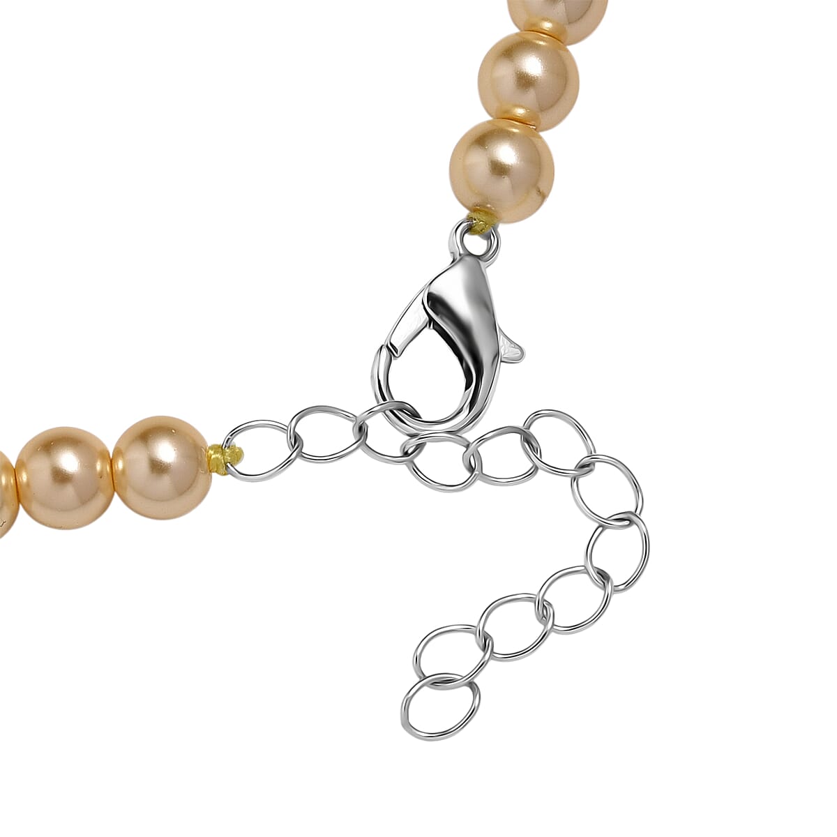 Golden Shell Pearl Necklace in Silvertone 20-22 Inches image number 5