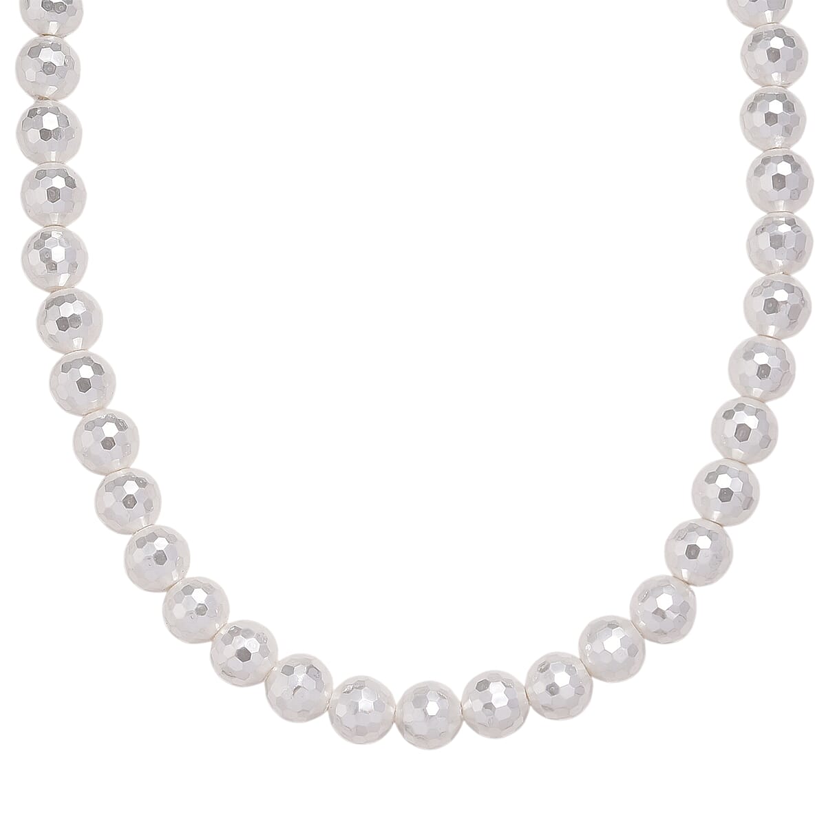 White Shell Pearl Necklace in Silvertone 20-22 Inches image number 0