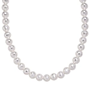 White Shell Pearl Necklace in Silvertone 20-22 Inches