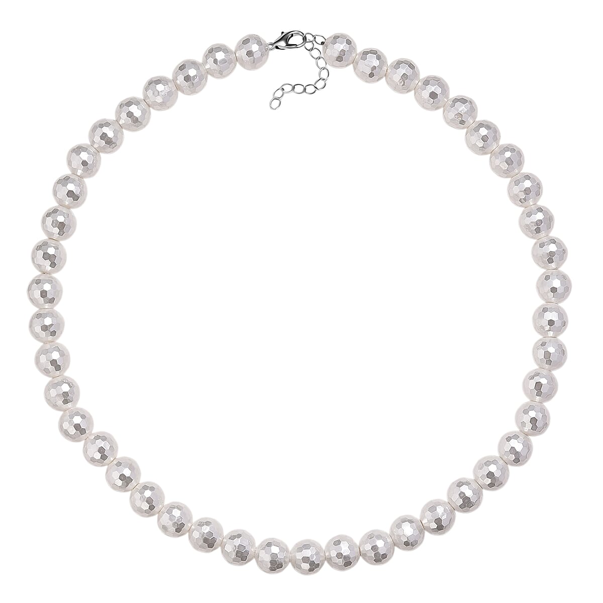 White Shell Pearl Necklace in Silvertone 20-22 Inches image number 3