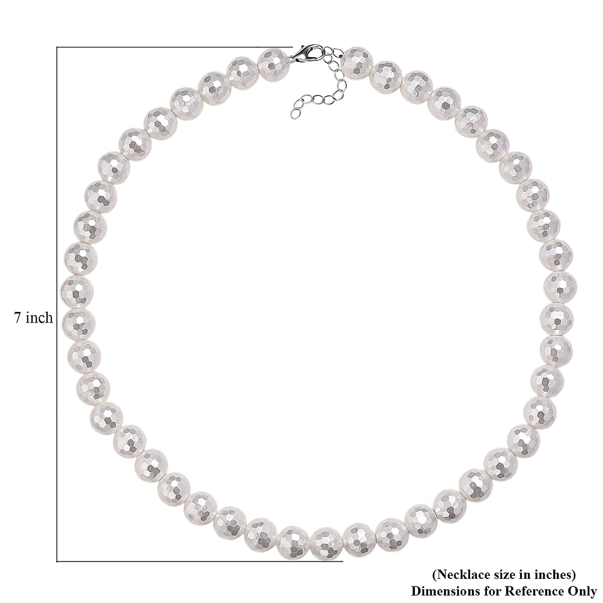 White Shell Pearl Necklace in Silvertone 20-22 Inches image number 6