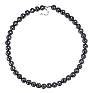 Peacock Color Shell Faceted Pearl Necklace in Silvertone 20-22 Inches