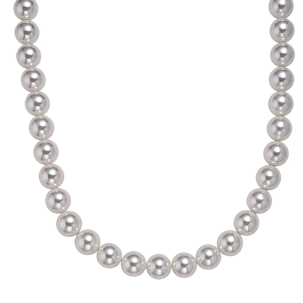 White Shell Pearl Necklace in Silvertone 20-22 Inches image number 0