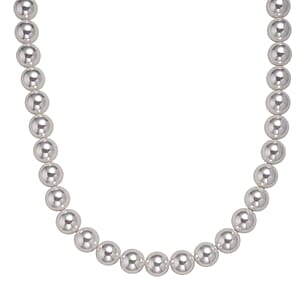 White Shell Pearl Necklace in Silvertone 20-22 Inches