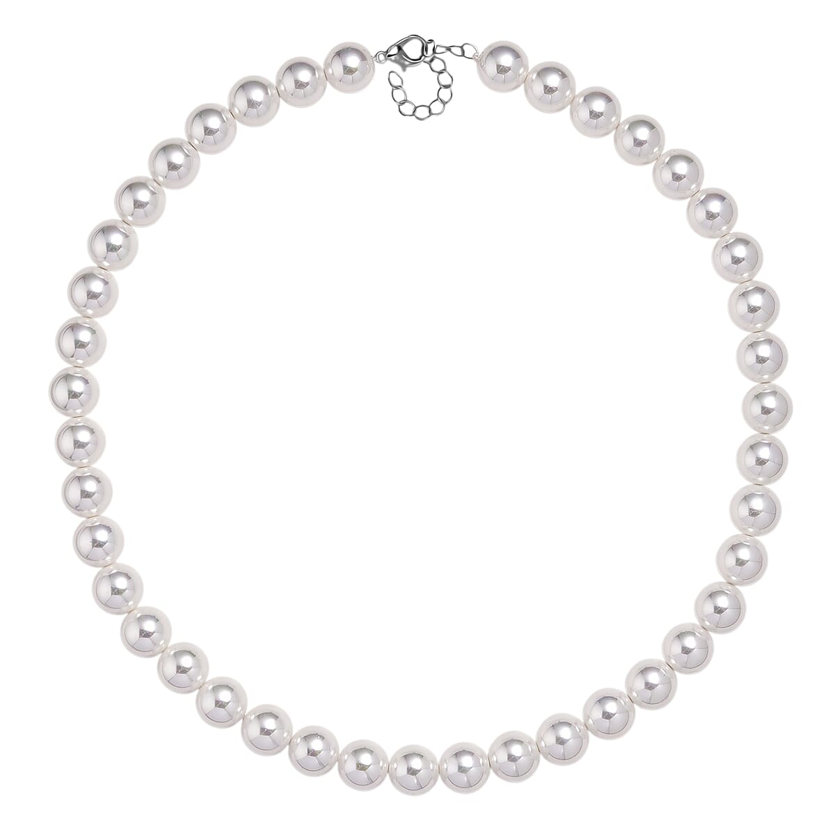 White Shell Pearl Necklace in Silvertone 20-22 Inches image number 3