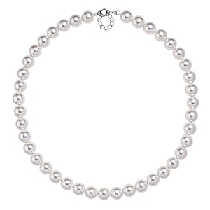 White Shell Pearl Necklace in Silvertone 20-22 Inches
