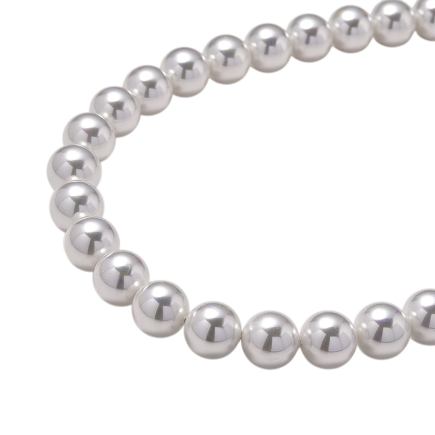 White Shell Pearl Necklace in Silvertone 20-22 Inches