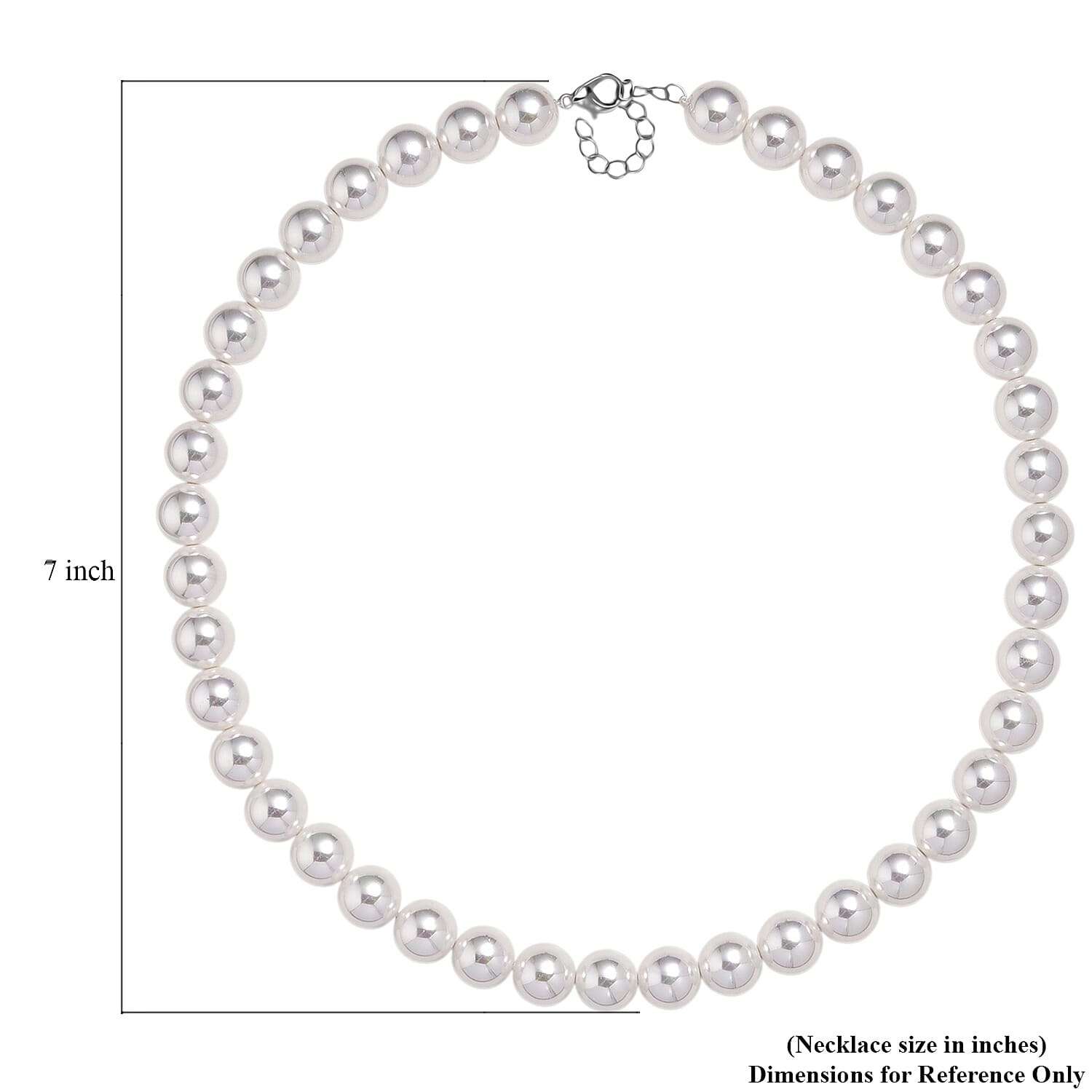 White Shell Pearl Necklace in Silvertone 20-22 Inches