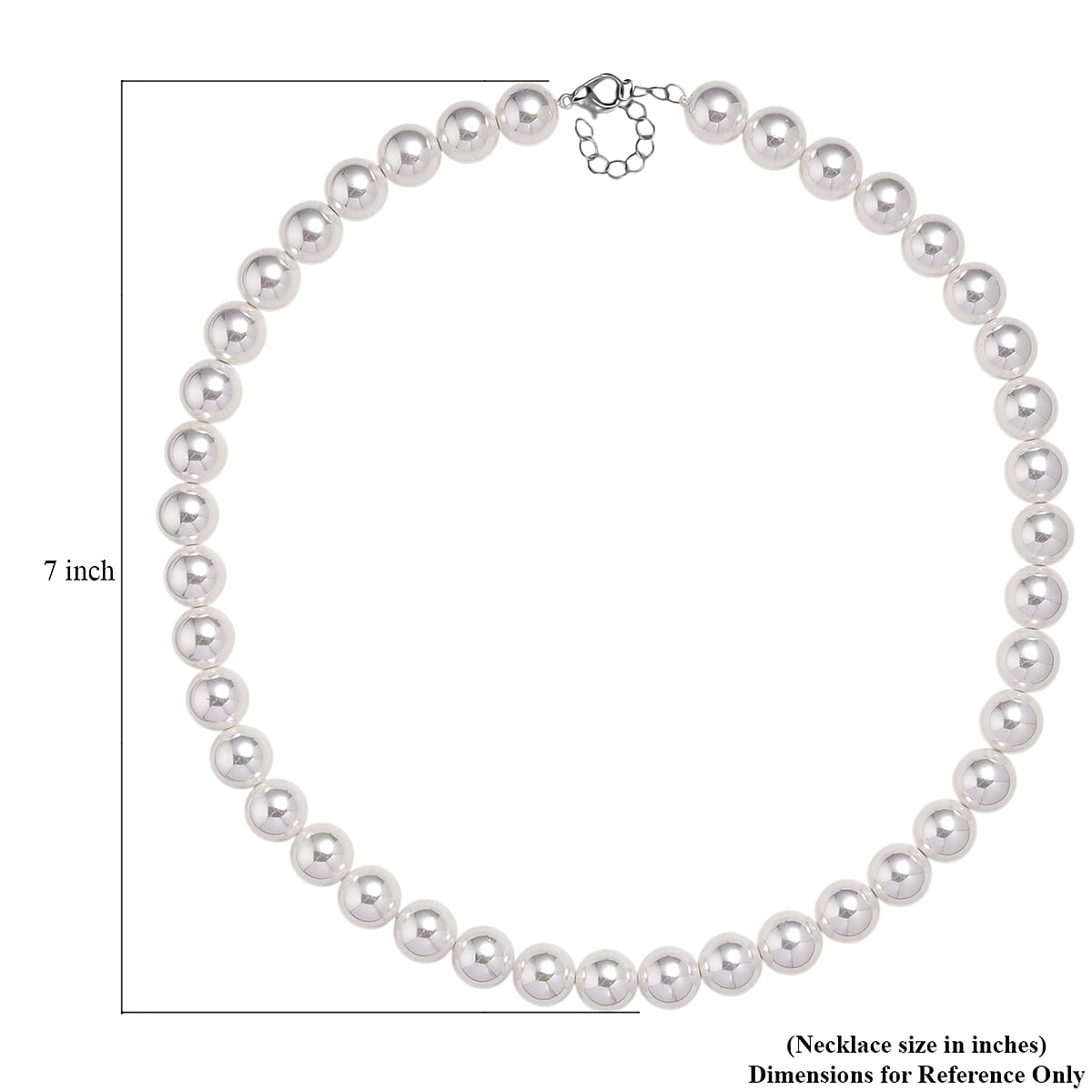 White Shell Pearl Necklace in Silvertone 20-22 Inches image number 6