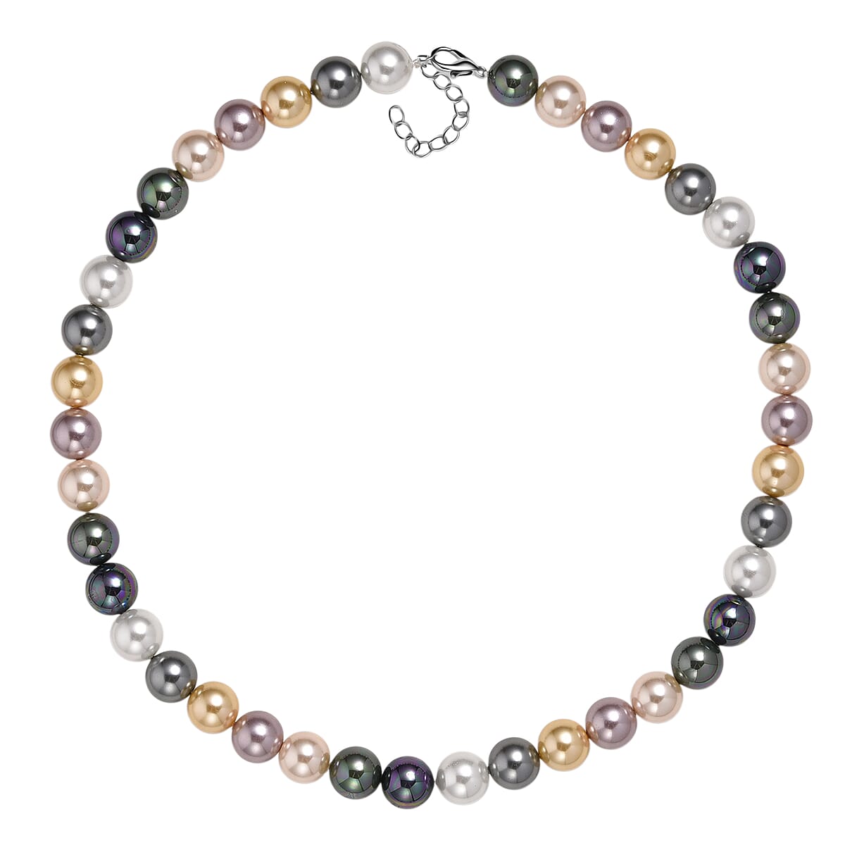 Multi Color Shell Pearl Necklace in Silvertone 20-22 Inches image number 3