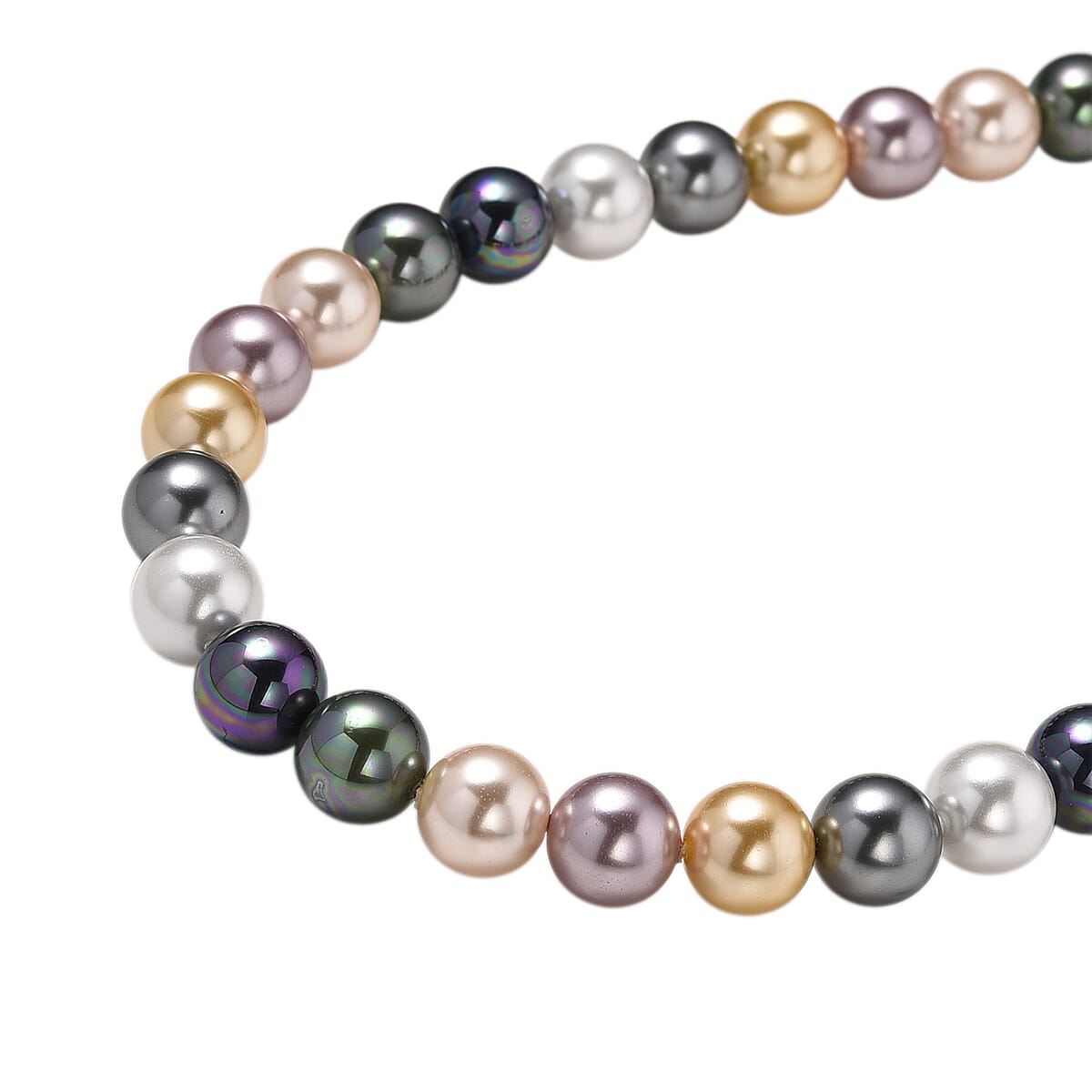 Multi Color Shell Pearl Necklace in Silvertone 20-22 Inches image number 4