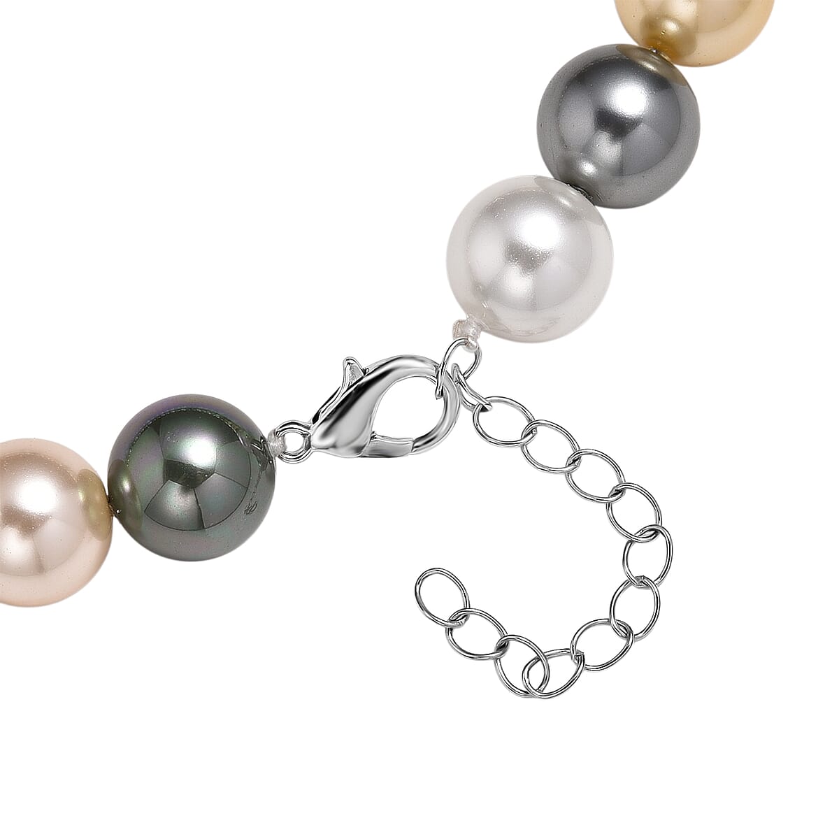 Multi Color Shell Pearl Necklace in Silvertone 20-22 Inches image number 5