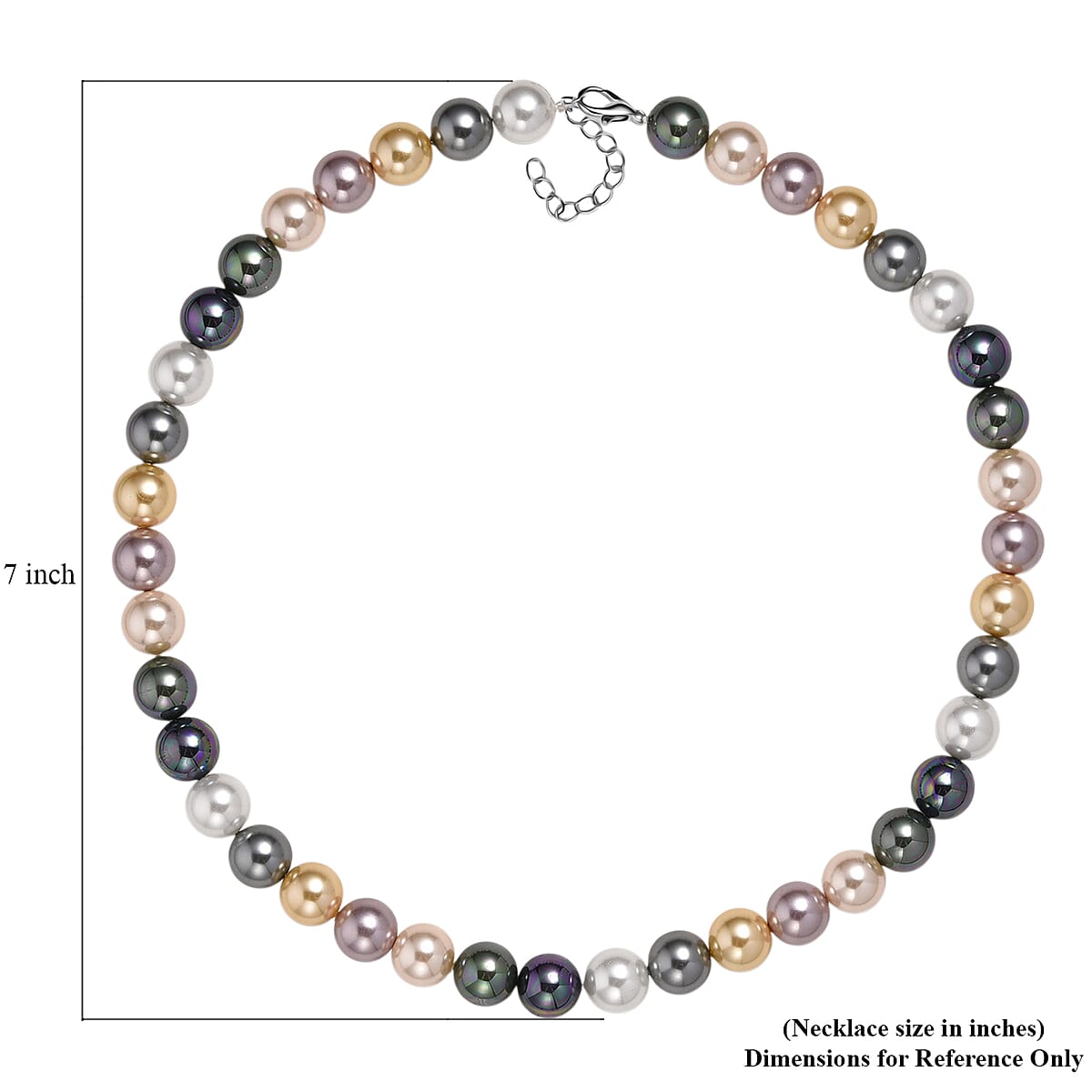 Multi Color Shell Pearl Necklace in Silvertone 20-22 Inches image number 6