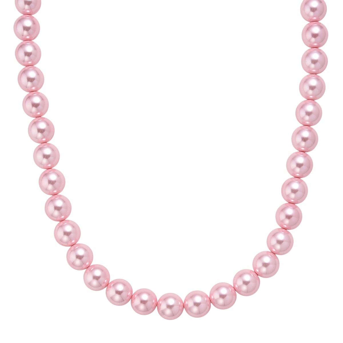 Pink Shell Pearl Necklace in Silvertone 20-22 Inches image number 0