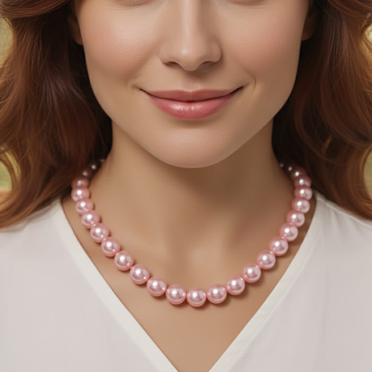 Pink Shell Pearl Necklace in Silvertone 20-22 Inches image number 2