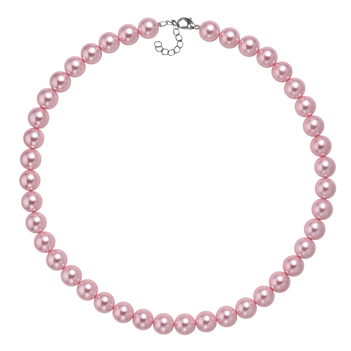 Pink Shell Pearl Necklace in Silvertone 20-22 Inches image number 3