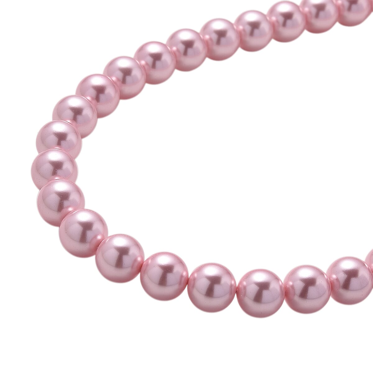 Pink Shell Pearl Necklace in Silvertone 20-22 Inches image number 4