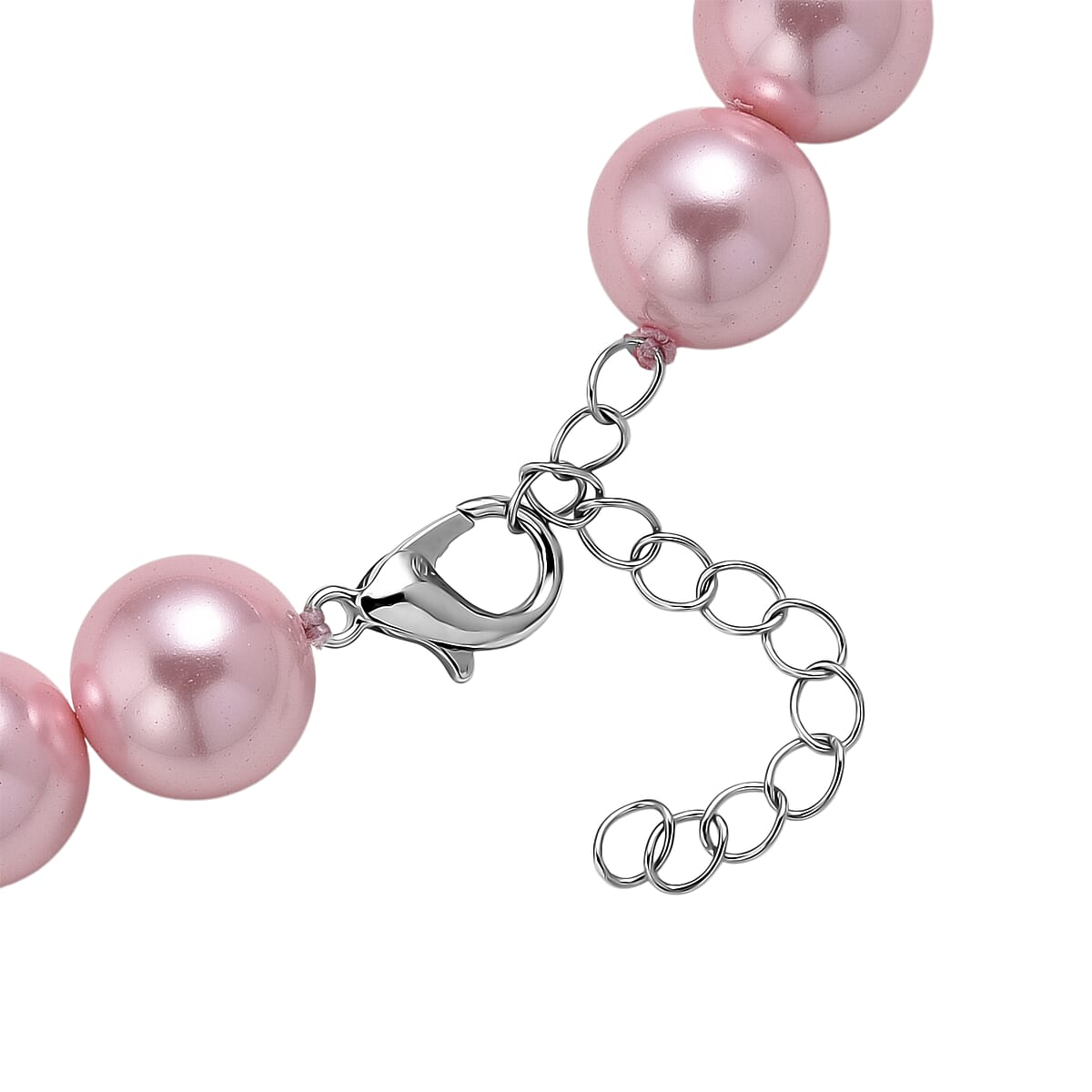 Pink Shell Pearl Necklace in Silvertone 20-22 Inches image number 5