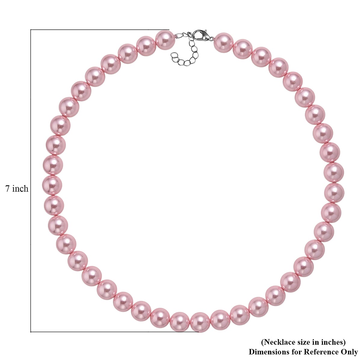 Pink Shell Pearl Necklace in Silvertone 20-22 Inches image number 6
