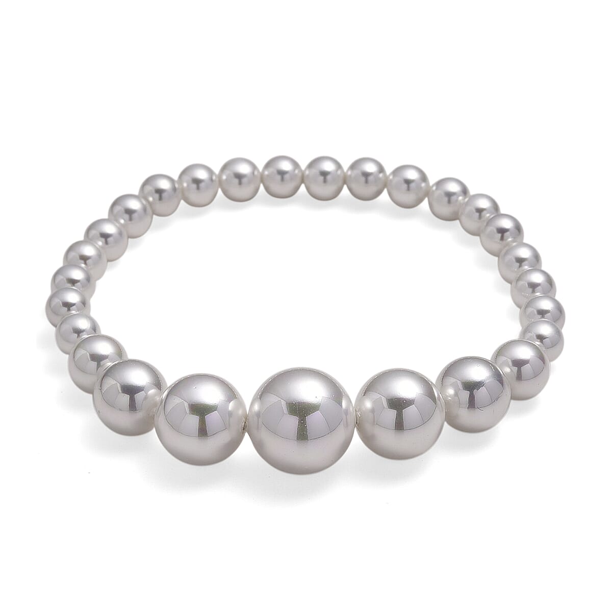 White Shell Pearl Stretch Bracelet (7-7.5In) image number 0