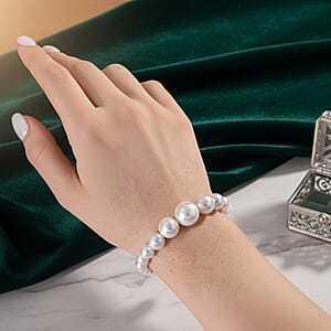 White Shell Pearl Stretch Bracelet (7-7.5In)