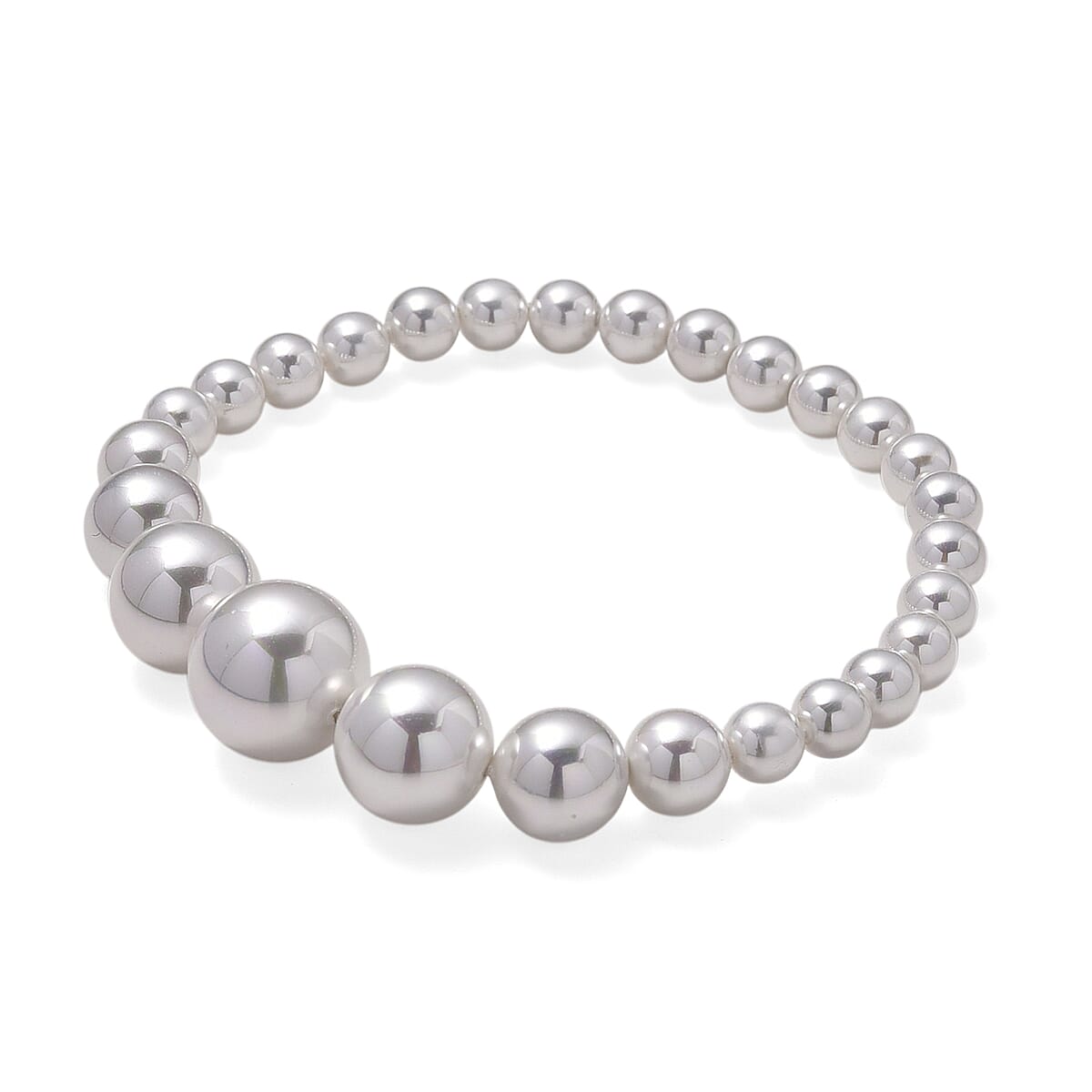 White Shell Pearl Stretch Bracelet (7-7.5In) image number 3