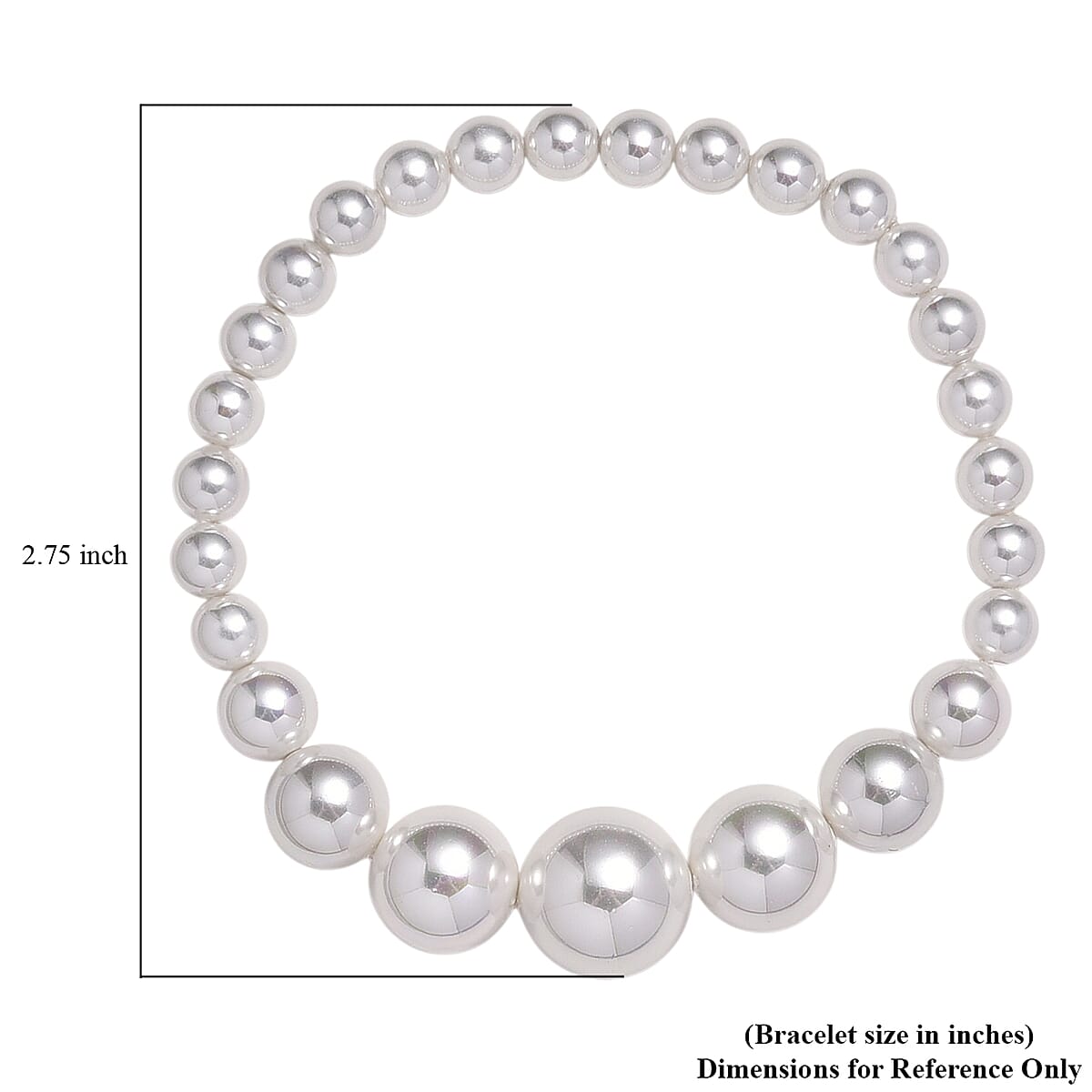White Shell Pearl Stretch Bracelet (7-7.5In) image number 4