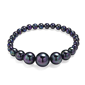 Peacock Color Shell Pearl Stretch Bracelet (7-7.5In)