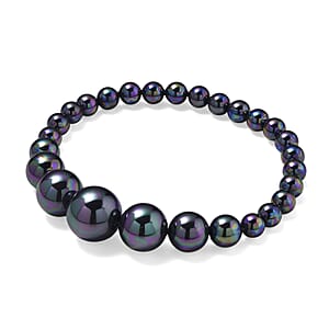 Peacock Color Shell Pearl Stretch Bracelet (7-7.5In)