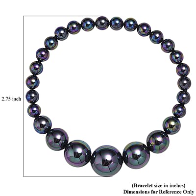 Peacock Color Shell Pearl Stretch Bracelet (7-7.5In)