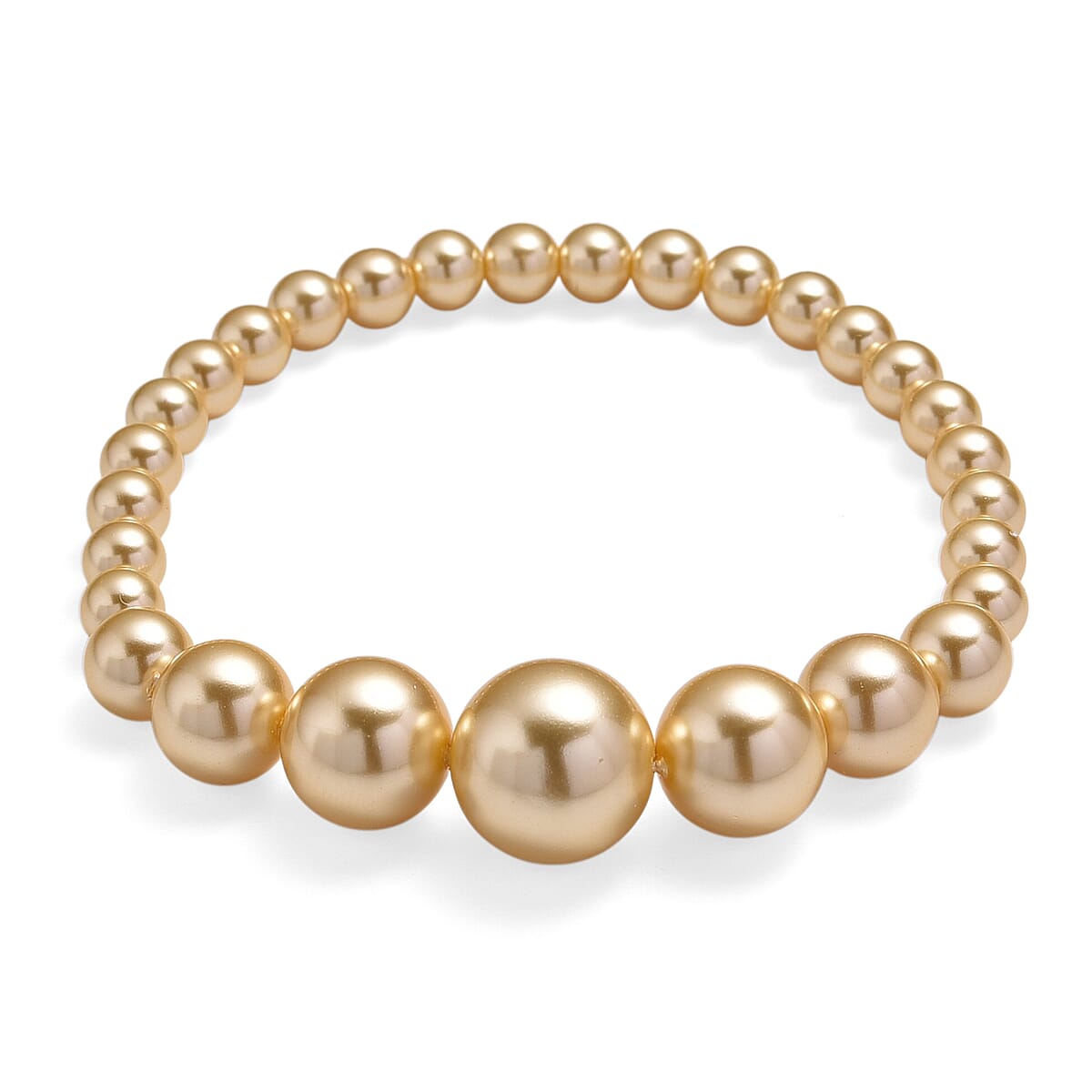 Golden Shell Pearl Stretch Bracelet (7-7.5In) image number 0