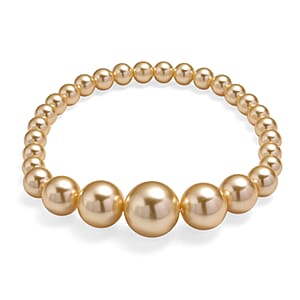 Golden Shell Pearl Stretch Bracelet (7-7.5In)