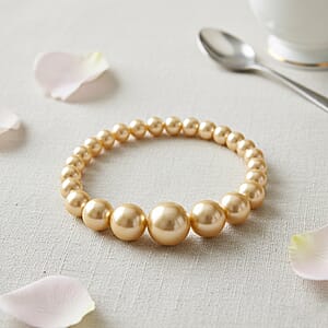Golden Shell Pearl Stretch Bracelet (7-7.5In)