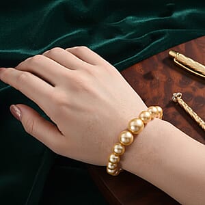 Golden Shell Pearl Stretch Bracelet (7-7.5In)