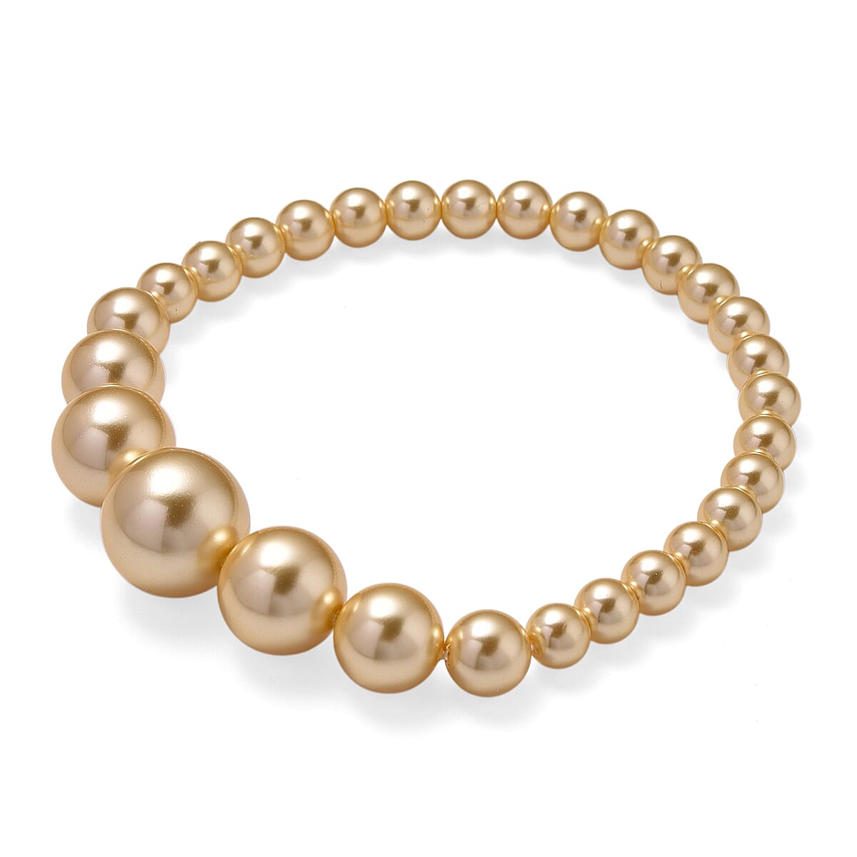 Golden Shell Pearl Stretch Bracelet (7-7.5In) image number 3