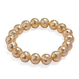Golden Shell Pearl Stretch Bracelet (7-7.5In)