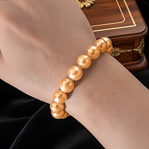 Golden Shell Faceted Pearl Stretch Bracelet (7-7.5In)