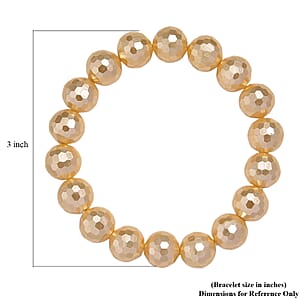 Golden Shell Faceted Pearl Stretch Bracelet (7-7.5In)