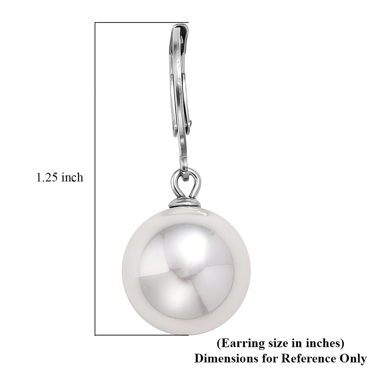 White Shell Pearl Dangling Earrings in Stainless Steel